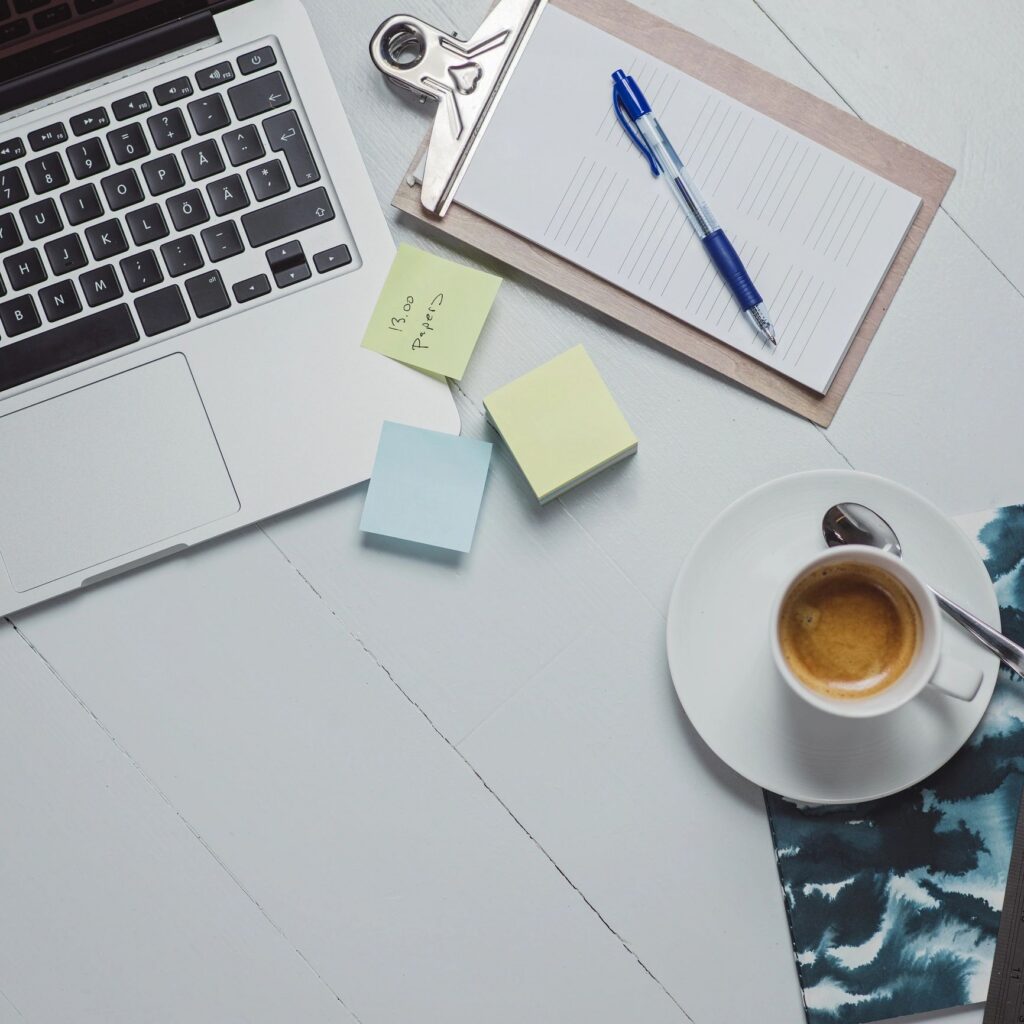 Overhead Business Angles still life of office desk